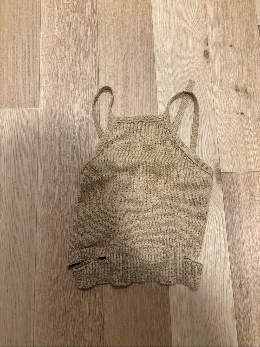 Cult Gaia Beige Knit Cropped Tank Top